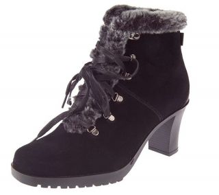 Sporto Waterproof Suede Lace up Boots with Faux Fur Trim —