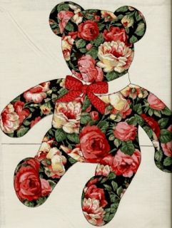 Cranston Cotton Panel Fabric Rose Covered Bear Christmas Colors