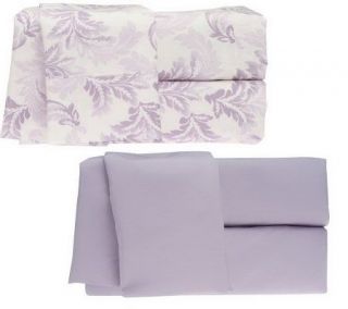 HomeReflections S/2 Microfiber Faye Solid & Leaf Sheet Sets 