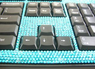 Turquoise Blue Crystal Rhinestone USB Computer Keyboard