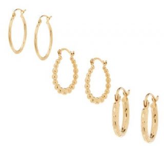 Set of Three Hoop Earrings in Individual Gift Boxes 14K Gold   J271582