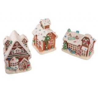 Set of 3 BatteryOperated Gingerbread Houses by Valerie —