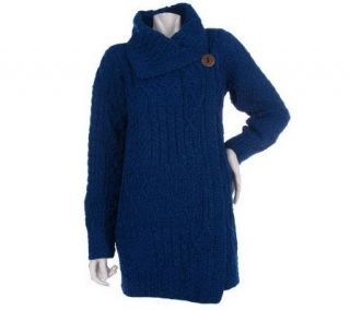 Merino Wool Aran Stitch One button Sweater Coat   A219202