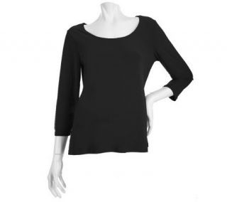 EffortlessStyle by Citiknits Shantung Knit 3/4 Sleeve Scoopneck Top 