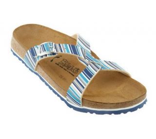 Birkis All Over Stripe Cross Band Sandals w/Comfort Midso —