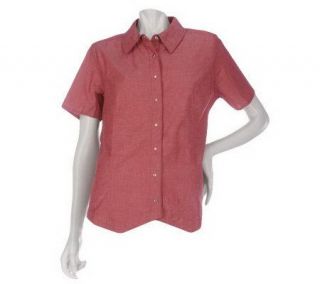 Denim & Co. Lightweight Denim Short Sleeve Weskit Shirt   A213083