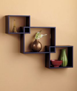  Modern Rectangle Cube Wall Shelves Display Decor Wooden Black