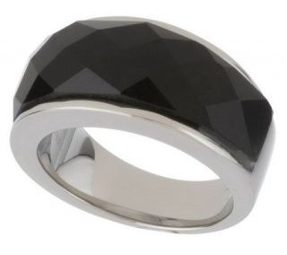 Steel by Design Faceted White Agate or Onyx Ring Stainless Steel