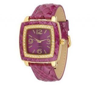 Joan Rivers Python Pattern Leather Wrapped Dial Watch —