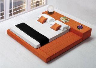  Mango Colored Upholstered Platform Bed Cubix King
