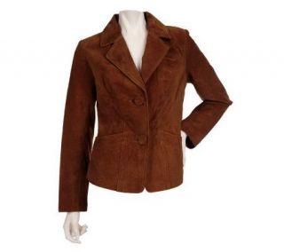 Dialogue Washable Suede Button Front Notch Collar Jacket —