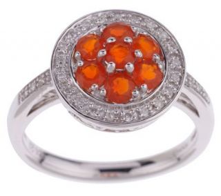 Sterling 0.40 ct tw Fire Opal and 1/10 ct tw Diamond Ring —