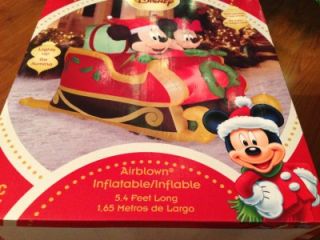 Christmas Disney Mickey and Minnie Mouse Sleigh Airblown Inflatable