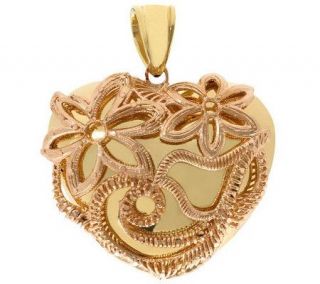 Arte dOro Polished Puffed Heart with Detail Pendant, 18K Gold