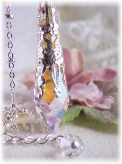  Crystal Necklace Clear AB Swarovski Crystal Drop Pendant Necklace