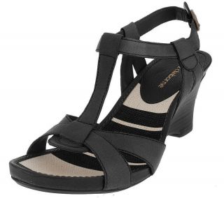 Liz Claiborne T Strap Wedge Heel Sandals —