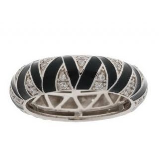 Hidalgo Diamonique Sterling Enamel Ribbon Pattern Eternity Ring