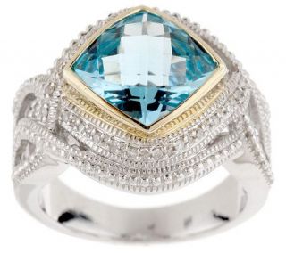Judith Jack 1/10 cttw Diamond & 4.25c Blue Topaz Sterling Ring