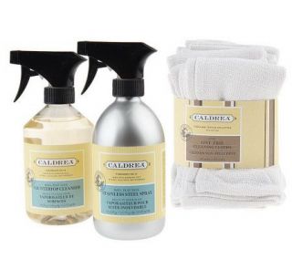 Caldrea Countertop & Stainless Steel Cleaning Kit w/ Lint FreeCloths 