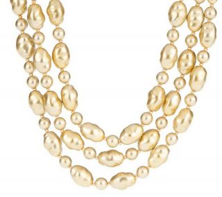As Is Joan Rivers 3 Strand 18 Simulated Baroque Pearls —