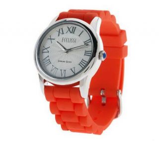 Ecclissi Sterling Round Dial Silicone Strap Watch   J269342