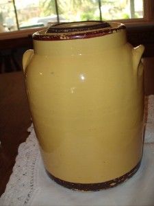 Vintage Old Stone Crock Hand Painted Cookie Jar? Estate Find