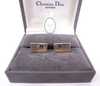 Authentic Christian Dior Gold Color Cufflinks w Box