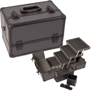 Makeup Train Case w/ Brush Cup Holder Shoulder Strap 3 trays M403 Dot