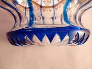 Fine Blue Cut to Clear Gilt Glass Cordial Decanter or Cologne Bottle