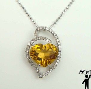  Gold Diamond Heart Pendant Necklace Stunning Citrine Scorpio
