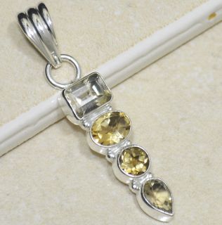 cheerful yellow cut faceted citrine 925 sterling silver pendant size 1