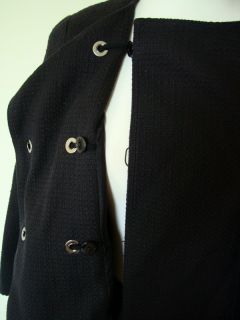 07C $1690 Chanel Black Cotton Tie Jacket Fr 42 ♥