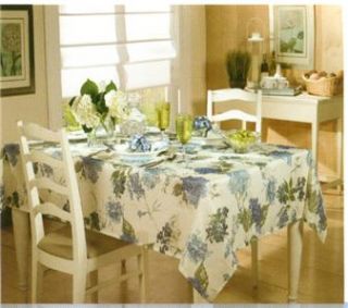 Tablecloth Hydrangea Blue Green Ivory 60 x 102 Oblong