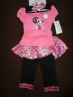 Baby Gear By Cutie Pie Baby Girl Sz 3 6 Month 3 Piece Shirt Pant