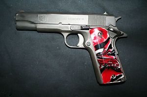 1911 Custom Pistol Grips~Full Size~COCA COLA~RED & BLACK by Herron