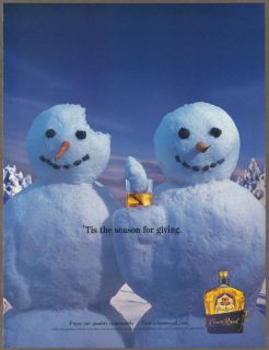 Crown Royal Whisky 2001 print ad / magazine advertisement, Snowmen