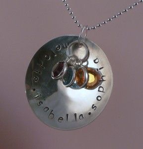 Family Custom Hand Stamped Circle Personalized Necklace