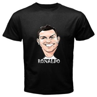 Cristiano Ronaldo CR7 Funny Face Real Madrid Player Black T Shirt Size
