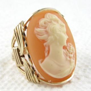 Lady Rose Cameo Ring 14k Rolled Gold Custom Jewelry