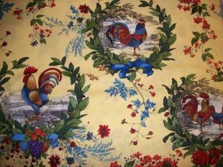 Rooster French Country Kitchen curtain Valance cotton fabric yellow