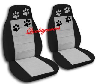 Cute Paw Prints Car Seat Covers Blk Silver Cool Nice