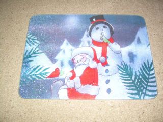 Santa Snowman Large Glass Cutting Board Counter Saver
