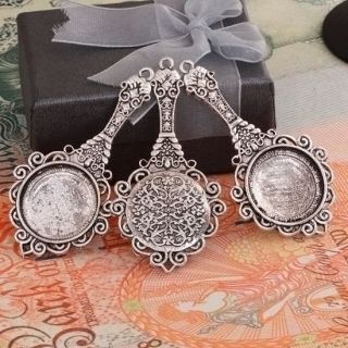 4X Tibetan Cameo Palace Mirror Charm Beads Fit Necklace