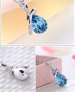 Newest 18K GP Swarovski Crystal Necklace Pendant Options 4colour U