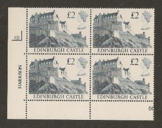 1988 £2 CASTLES HIGH VALUE in CYLINDER/PLATE BLOCK of 4 ++
