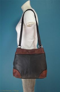 Vintage La Covina Black Leather Shoulder Bag Tote Purse