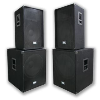 Pair 15 PA DJ Speakers 2 18 inch Subwoofer Cabs New
