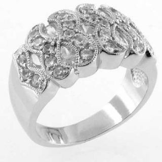 Round Cut Cubic Zirconia Sterling Silver Womens Right Hand Ring Sz 7