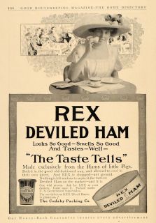 1911 Ad Cudahy Packing Rex Deviled Ham Vintage Hat Canned Food