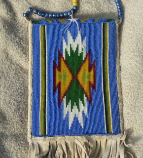 Mid 1900s Crow Indian Hide Beaded Mirror Bag Crow reservation Montana